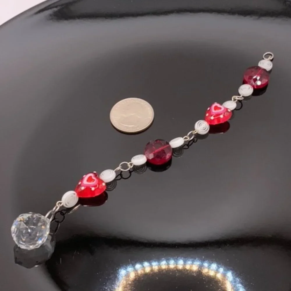 Hearts Car Rearview Mirror Suncatcher Prism Charm Ornament Gift Handmade CC112